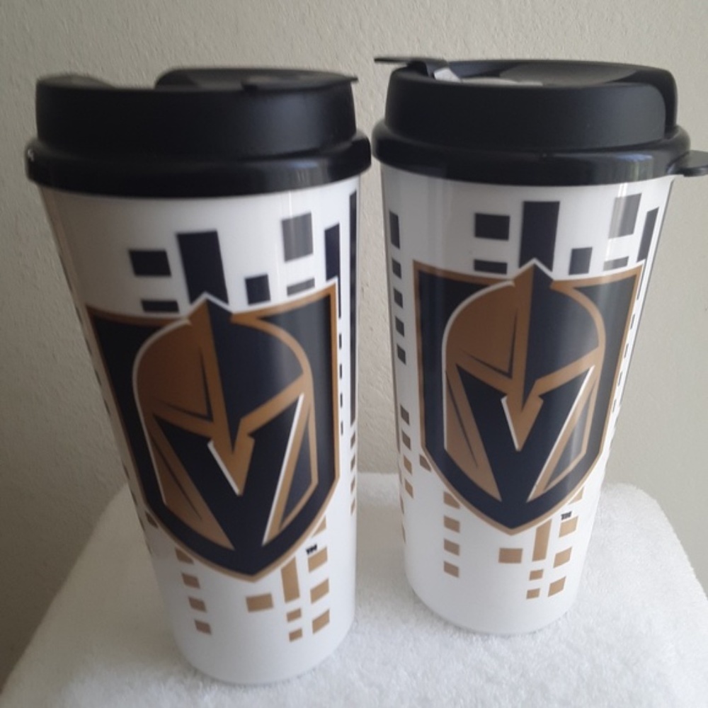 2x Vegas Golden Knight Travel Plastic Tumbler NHL Ice Hockey New